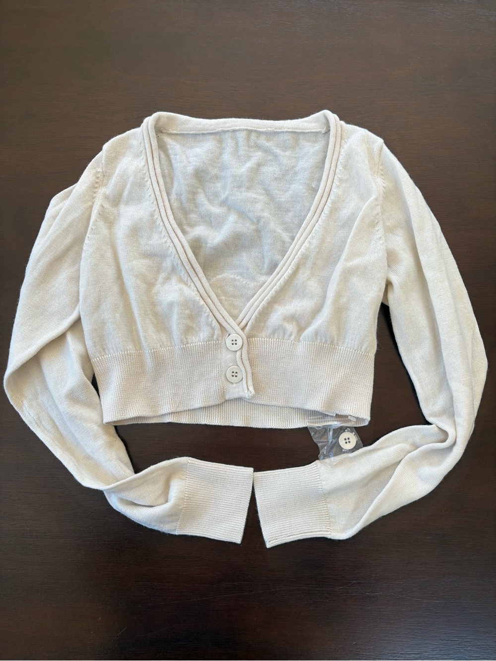 Cropped V-Neck Button Front Cardigan — 100% wool